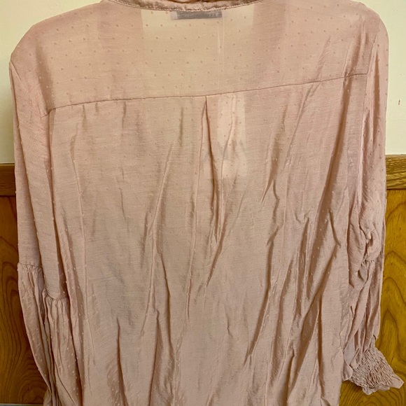 NWT Zara Pink Polka Dot Tie Neck Blouse - Picture 3 of 5